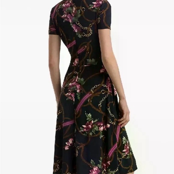 Raplph by Ralph Lauren Surplice Dress Navy Floral Belt Print 10P - Picture 3 of 10